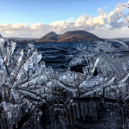 Spray ice on Toya Lakeside