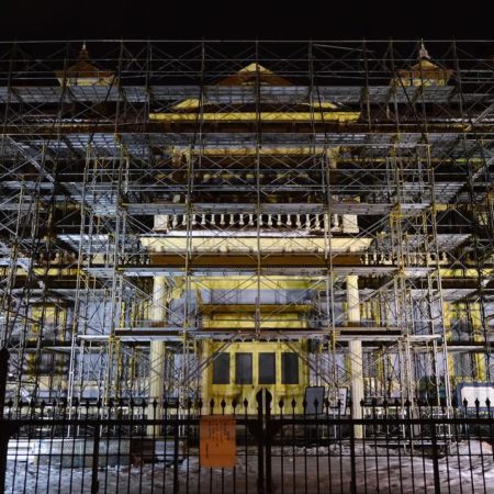 工事中の旧函館区公会堂