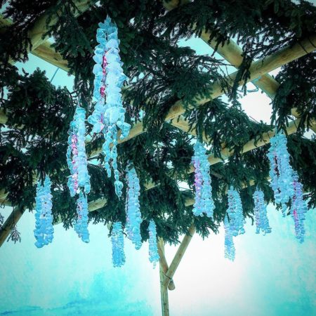 Beautiful ice wisteria trellis in Chitose
