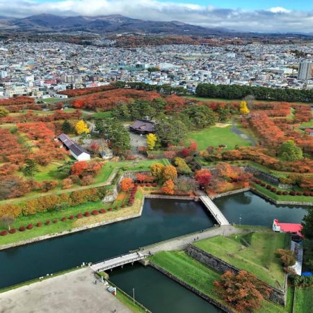 Goryokaku Park with beautiful autumn leaves (Hakodate)