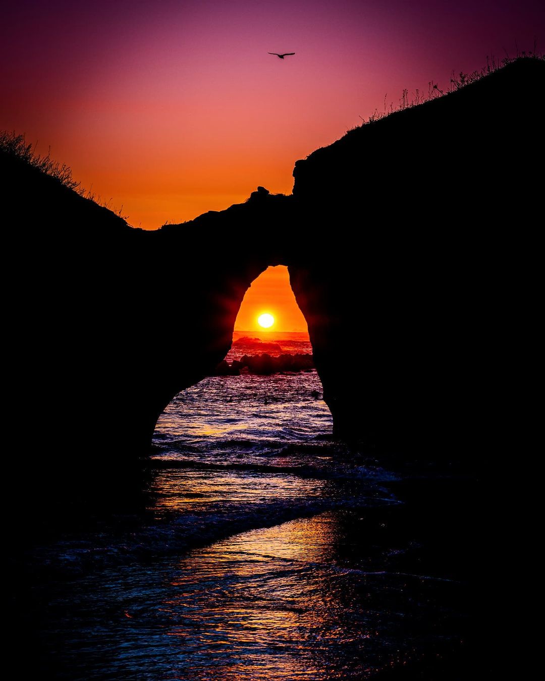 Sunset seen through ”The glasses rock” (Kushiro)