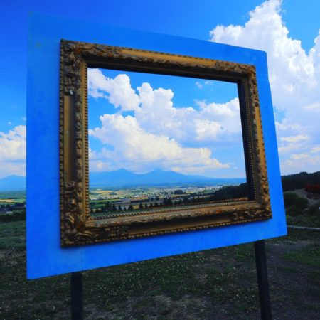 Scenery seen through a picture frame of Kamifurano